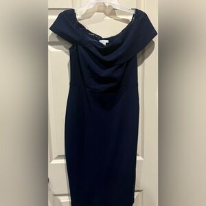 New York & Company Navy One-Shoulder Sheath Dress